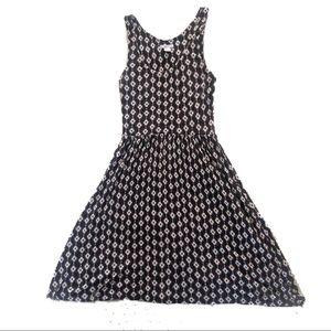 Bar III Geometric Print A-Line Black Dress Small